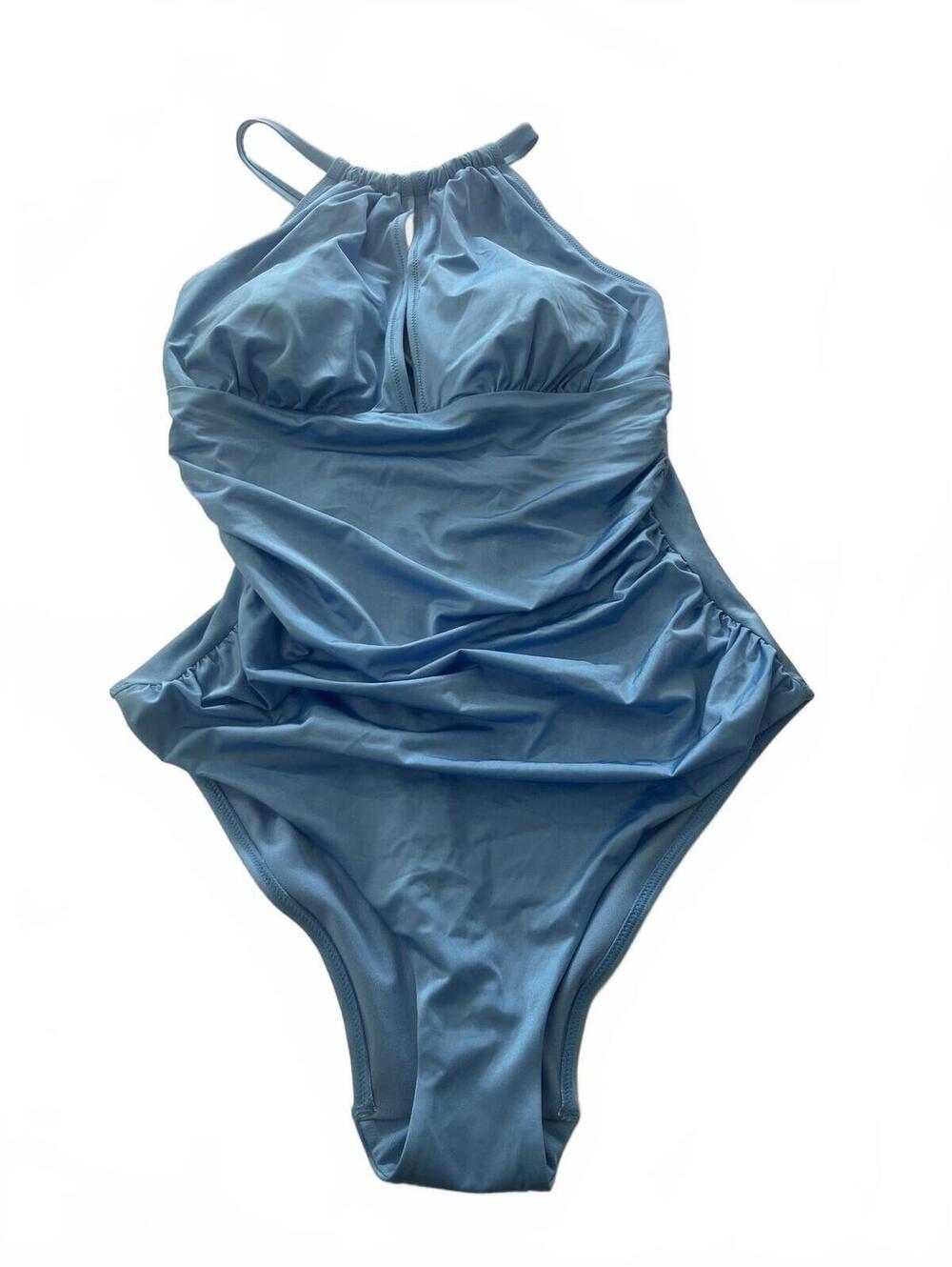 Adore Me Halter One-Piece Swimsuit Size Large Azul Blue Summer Swimsuit NEW